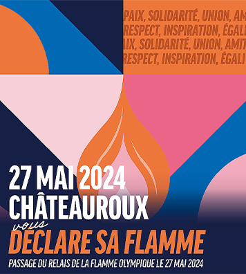 mise en avant passage du relais de la flamme olympique Paris 2024 à Châteauroux