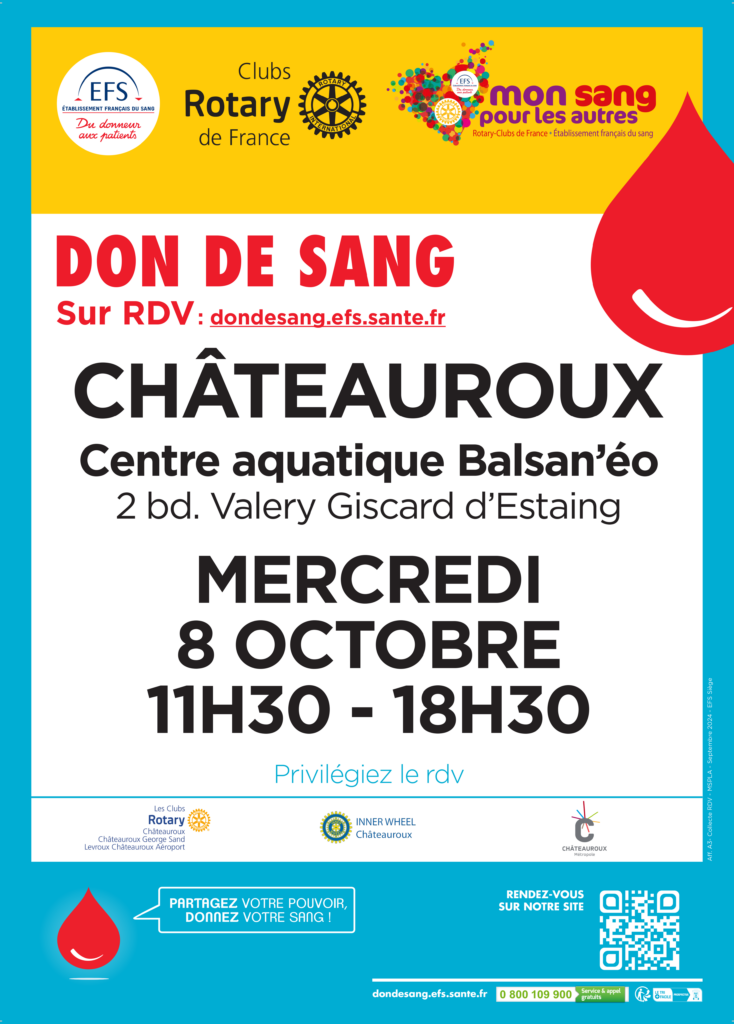 Collecte de sang MON SANG POUR LES AUTRES à Châteauroux